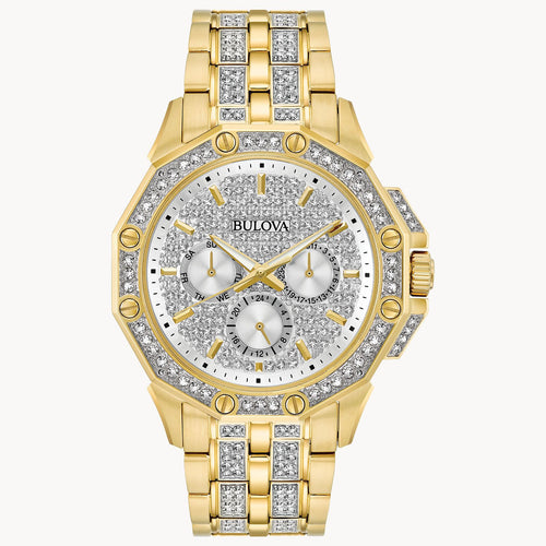 Bulova Gold-Tone Octava Pavé Dial Watch 98C126