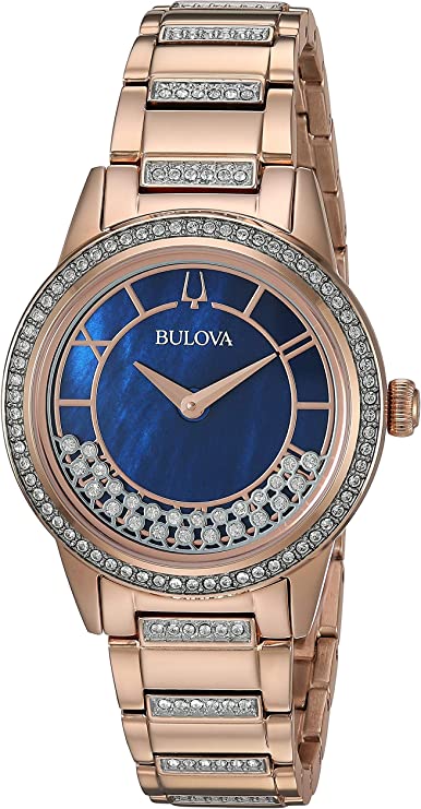 Bulova TurnStyle Mother-of-Pearl Rose-Tone Watch 98L247