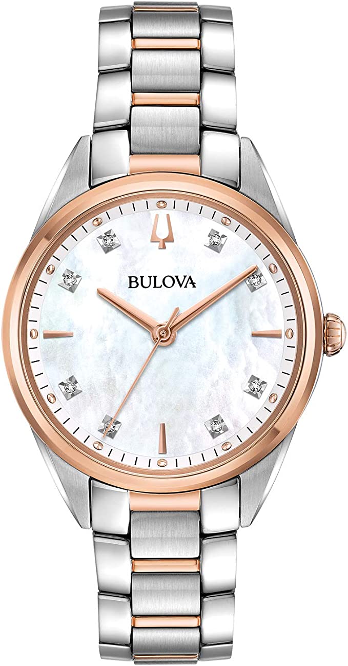 Bulova Sutton Classic Rose and Silver Tone Watch 98P183