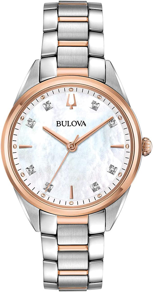 Bulova Sutton Classic Rose and Silver Tone Watch 98P183