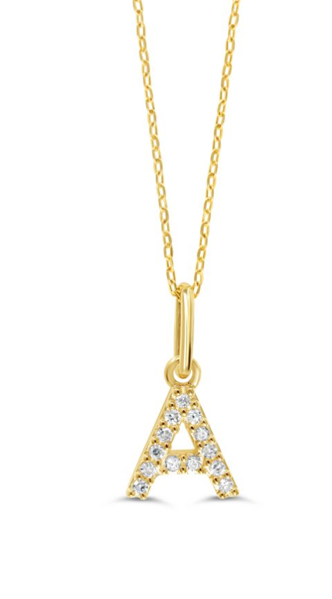 10kt Yellow Gold Diamond Initial Necklace