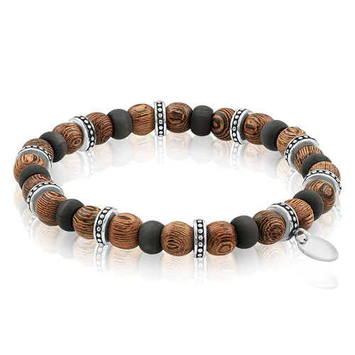 Italgem Carbon Fiber Wood Bead Bracelet BB83