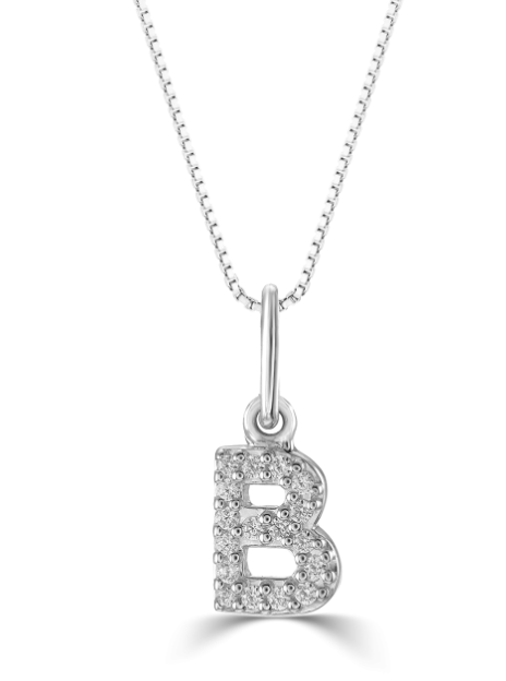 10kt White Gold Diamond Initial Necklace