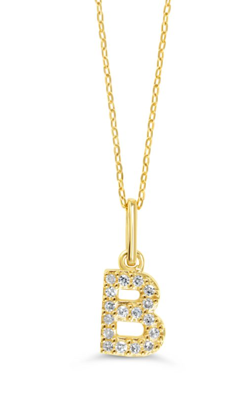 10kt Yellow Gold Diamond Initial Necklace