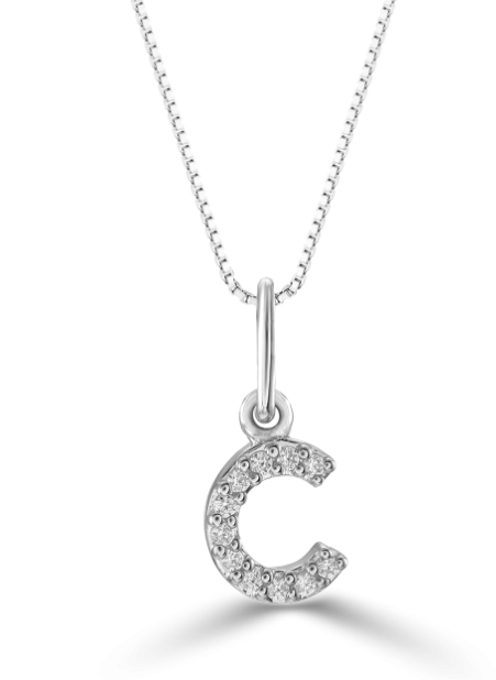 10kt White Gold Diamond Initial Necklace