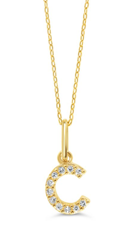 10kt Yellow Gold Diamond Initial Necklace