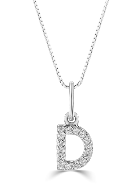 10kt White Gold Diamond Initial Necklace