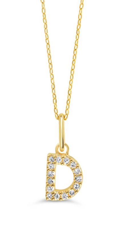 10kt Yellow Gold Diamond Initial Necklace