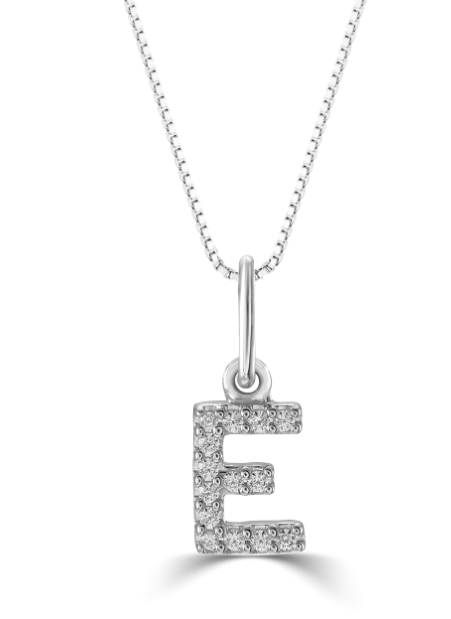 10kt White Gold Diamond Initial Necklace
