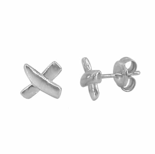 Sterling Silver Stud Cross Earrings