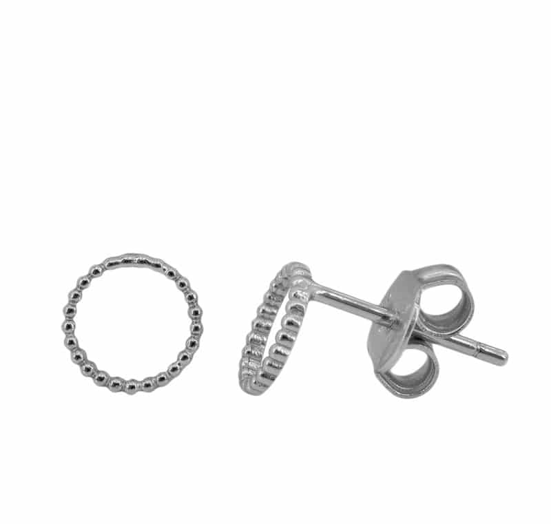 Sterling Silver Beaded Halo Stud Earrings