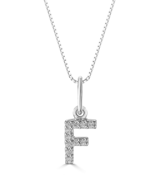 10kt White Gold Diamond Initial Necklace