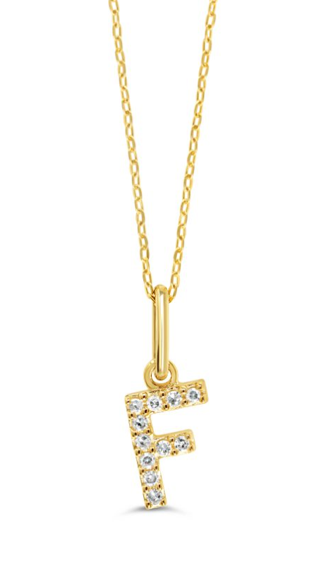 10kt Yellow Gold Diamond Initial Necklace