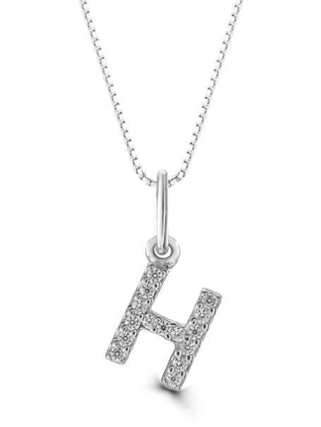 10kt White Gold Diamond Initial Necklace