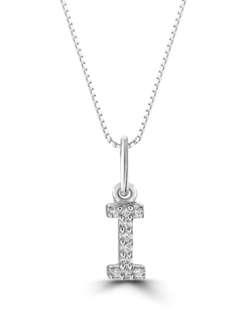 10kt White Gold Diamond Initial Necklace