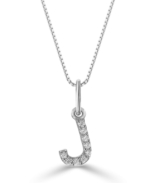 10kt White Gold Diamond Initial Necklace