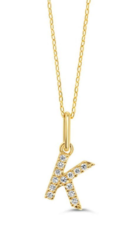 10kt Yellow Gold Diamond Initial Necklace