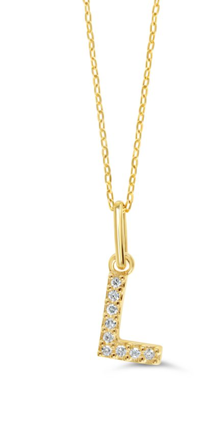 10kt Yellow Gold Diamond Initial Necklace