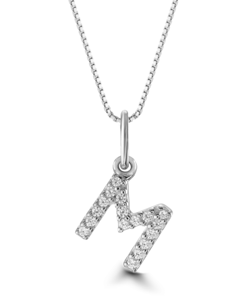 10kt White Gold Diamond Initial Necklace