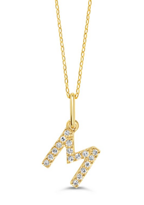10kt Yellow Gold Diamond Initial Necklace