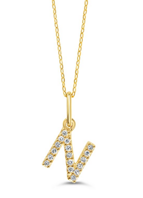 10kt Yellow Gold Diamond Initial Necklace