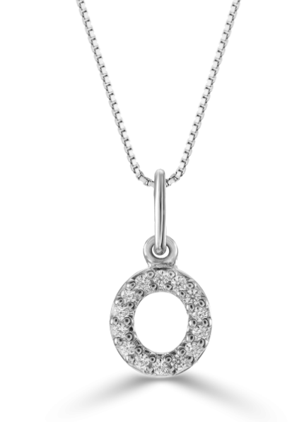 10kt White Gold Diamond Initial Necklace