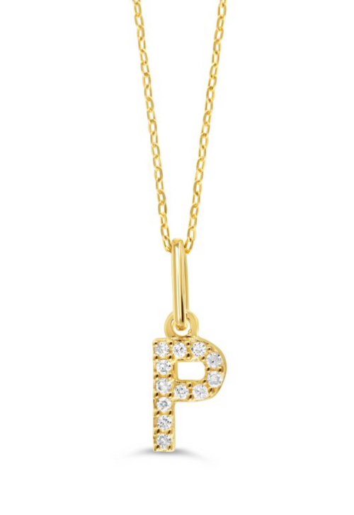 10kt Yellow Gold Diamond Initial Necklace