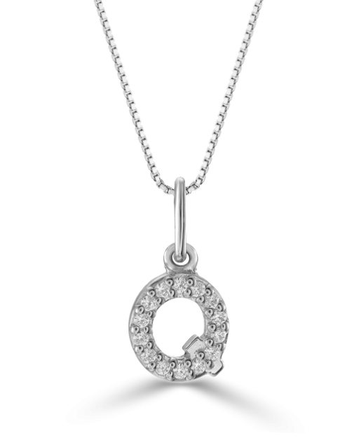 10kt White Gold Diamond Initial Necklace