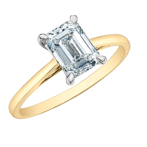 The Cathedral Classic - Emerald Cut Lab Grown Diamond Solitaire - Customizable Engagement Ring