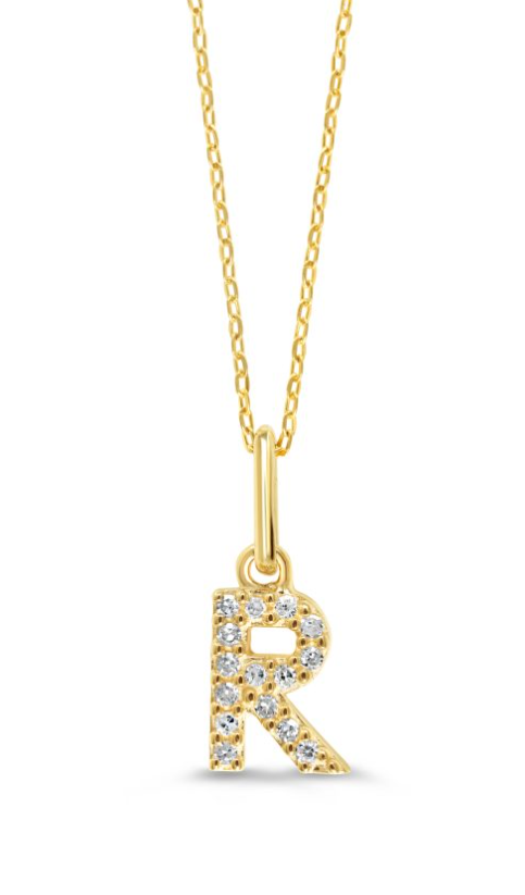10kt Yellow Gold Diamond Initial Necklace