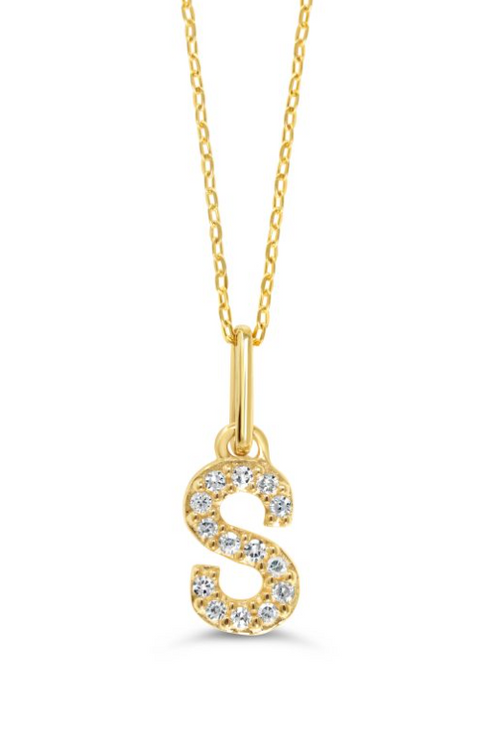10kt Yellow Gold Diamond Initial Necklace