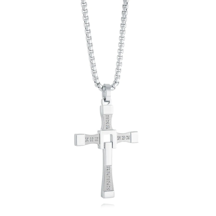 Italgem Stainless Steel with CZ Cross Necklace SC163