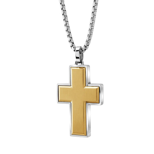 Italgem IP Gold Stainless Steel Cross Necklace SC61