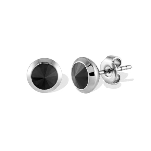 Italgem Stainless Steel Black Cubic Zirconia Earrings SEA188