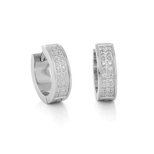 Italgem Stainless Steel Polished Cubic Zirconia Huggies SEA255