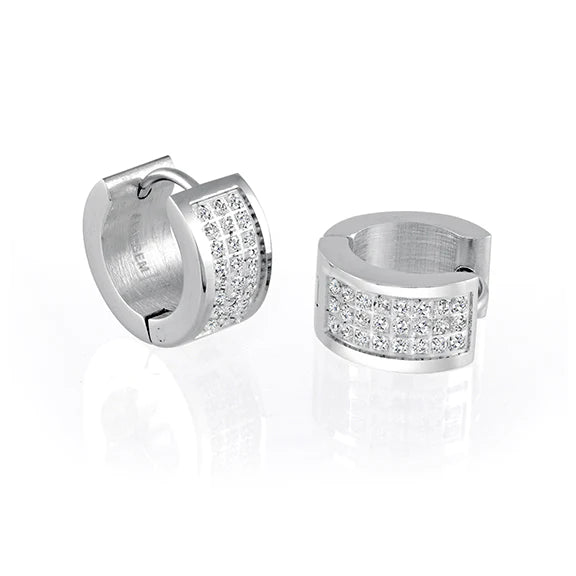 Italgem Stainless Steel Cubic Zirconia Huggies SEA44