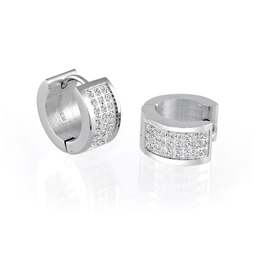 Italgem Stainless Steel Cubic Zirconia Huggies SEA44