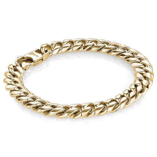 Italgem IP Gold Stainless Steel 10mm Cuban Bracelet SMB327