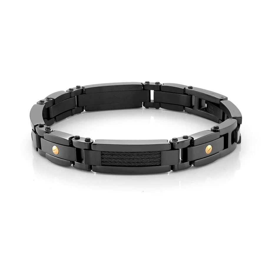 Italgem IP Black Stainless Steel and Cable Bracelet SMB355
