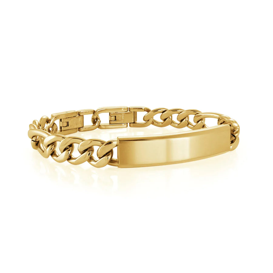Italgem IP Gold Stainless Steel Figaro ID Bracelet SMB383