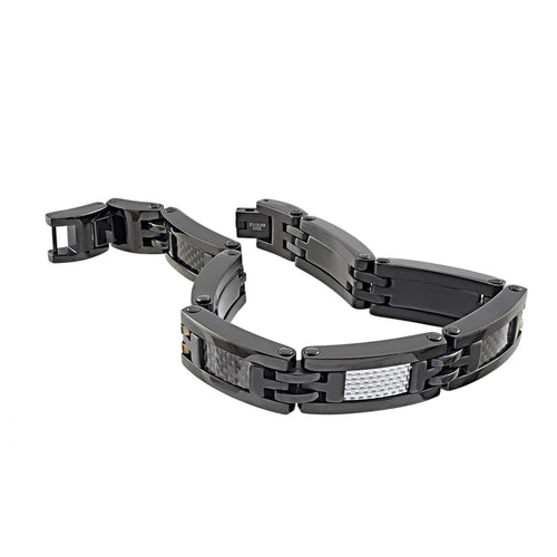 Italgem IP Black Stainless Steel and White Carbon Fibre Bracelet SMB64