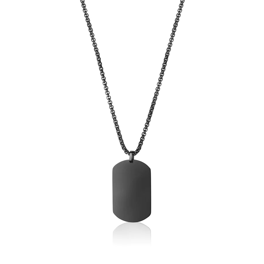 Italgem IP Black Stainless Steel Matte Dog Tag Necklace SP105
