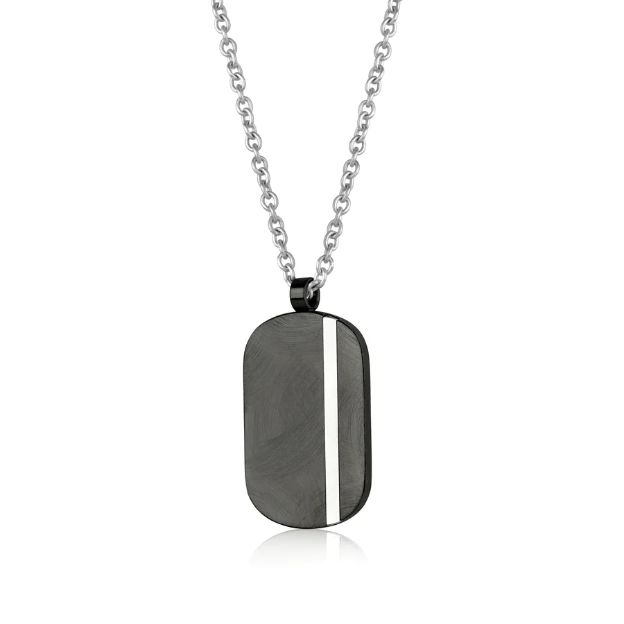 Italgem IP Black Stainless Steel Textured Dog Tag SP109