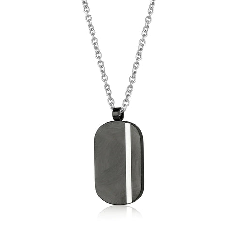 Italgem IP Black Stainless Steel Textured Dog Tag SP109