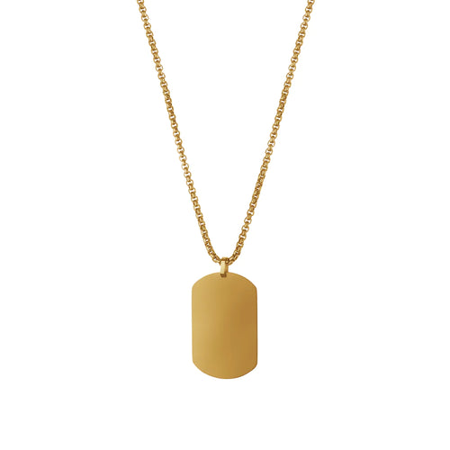 Italgem IP Gold Stainless Steel Matte Dog Tag Necklace SP114