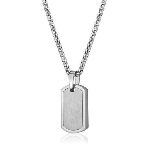 Italgem Stainless Steel Matte & Polished Dog Tag Necklace SP129