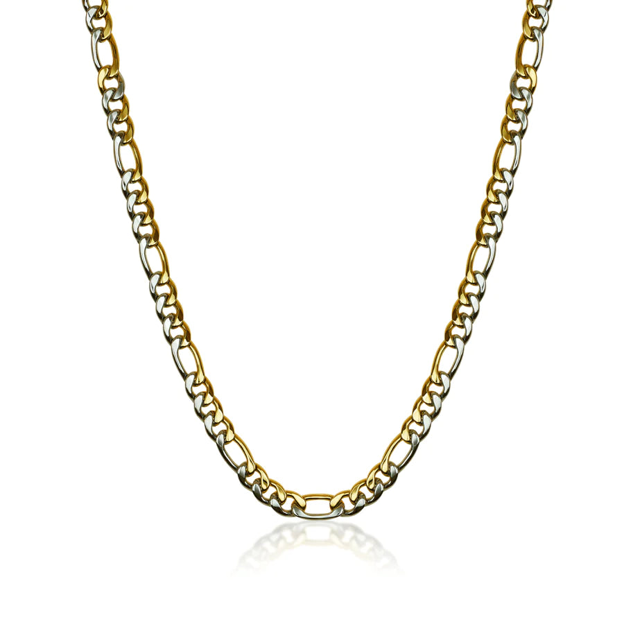 Italgem IP Two Tone Stainless Steel 9.mm Figaro Chain 24" STTN16