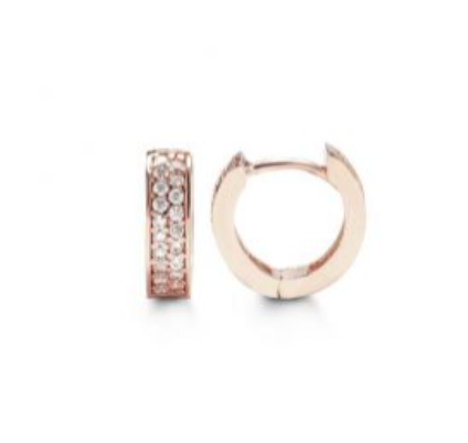 10kt Rose Gold Double Row CZ Hoop Earrings