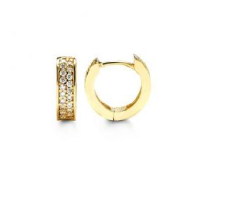 10kt Yellow Gold Double Channel CZ Huggie Earrings