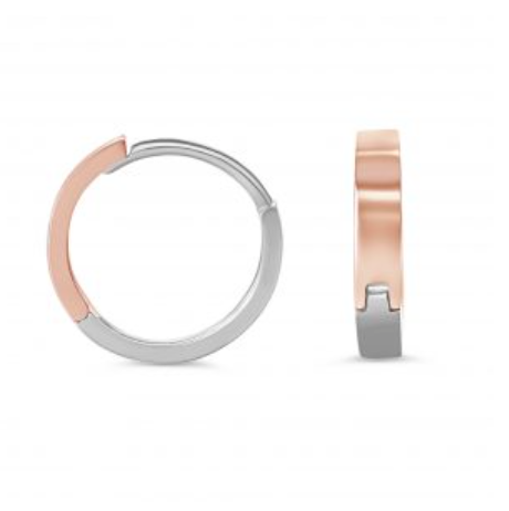 10kt Rose & White Gold Polished Huggies